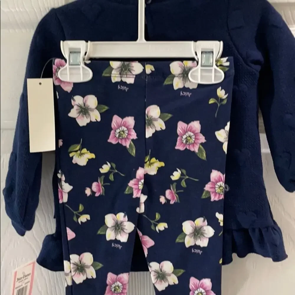 2 Piece Navy Floral Set